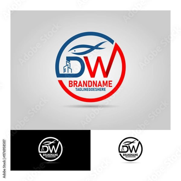 Fototapeta DW Logo for Fish processing factory, for company logo and web design