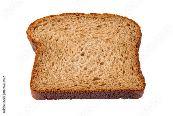 Fototapeta Slice of organic brown bread isolated on transparency photo png file