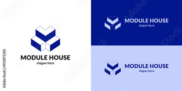 Fototapeta Innovative module house logo. Vector illustration.