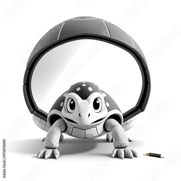 Fototapeta 3D Animation Style Tortoise cartoon Animals illustration isolated on white background