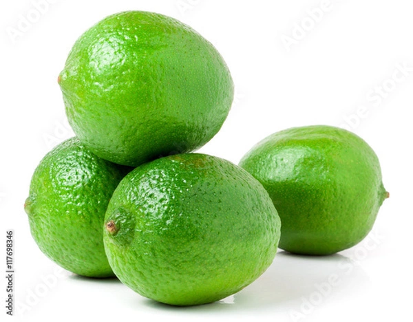Obraz four lime isolated on white background close up