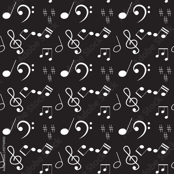 Fototapeta Seamless pattern with music notes and signs