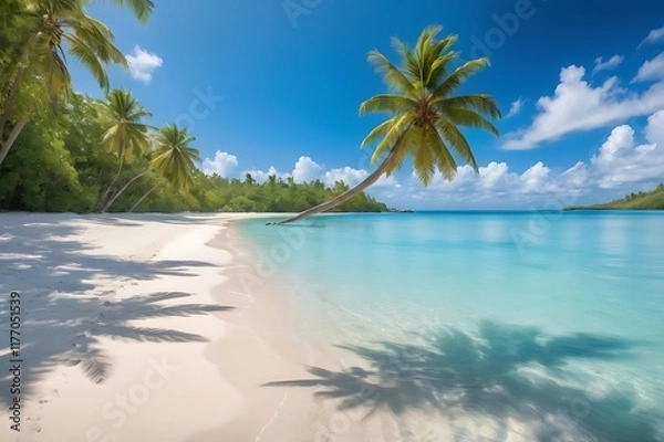 Fototapeta A beautiful tropical beach and sea with nature landscape in daylight or sunset time