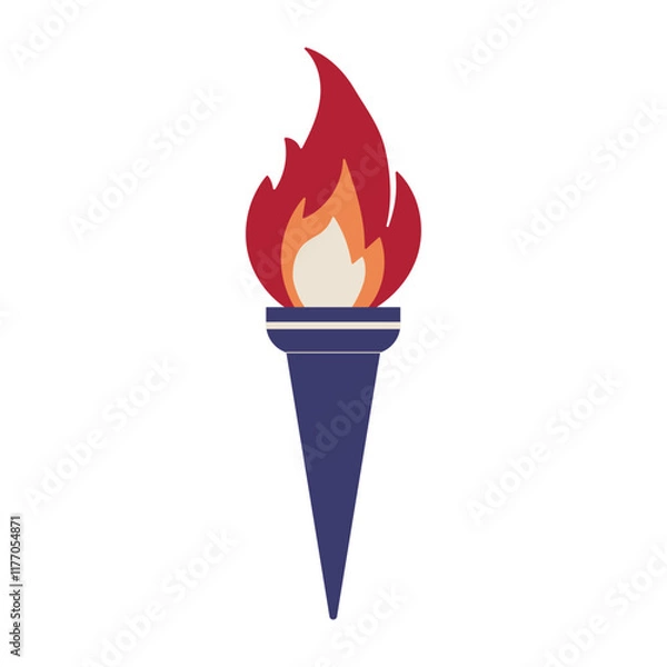 Fototapeta A blue and white flame with a red tip. The flame is lit and is surrounded by a blue and white circle
