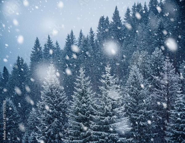 Fototapeta Generated image　降り積もる雪の結晶