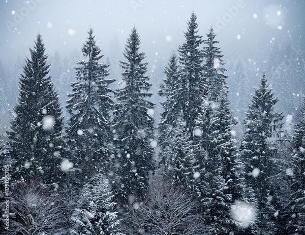 Obraz Generated image　降り積もる雪の結晶