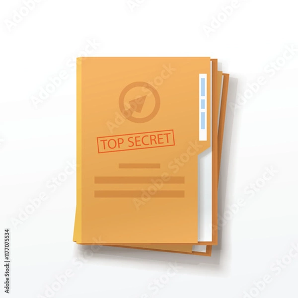 Fototapeta document folders in stack with secret stamp
