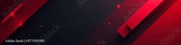 Obraz Red and black geometric shapes with soft tech diagonal gradient background , black, background