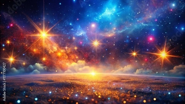 Fototapeta Abstract Starry Night Background: Cosmic Dust and Glowing Nebulae