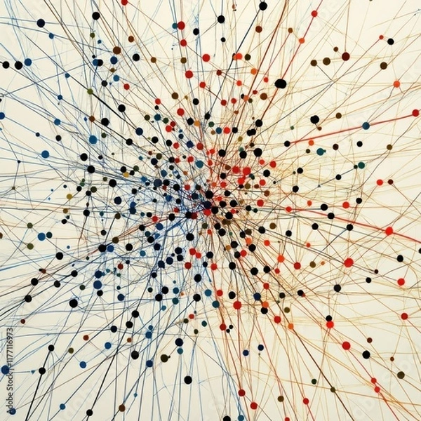 Fototapeta Abstract network connections, data flow visualization, digital technology, background complexity, for tech presentations
