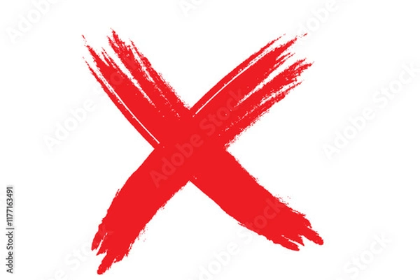 Fototapeta Red Cross Mark Brush Strokes and Buttons for Vote, Election Choice, Decision, Web Vector Illustration