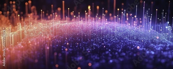 Obraz Abstract background featuring fiber optic light streaks in blue and red