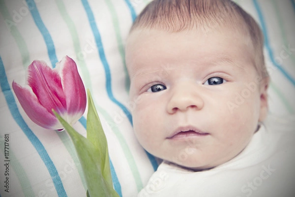 Obraz Baby mit Tulpe