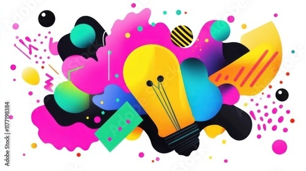 Fototapeta Abstract Colorful Graphic Design with Lightbulb