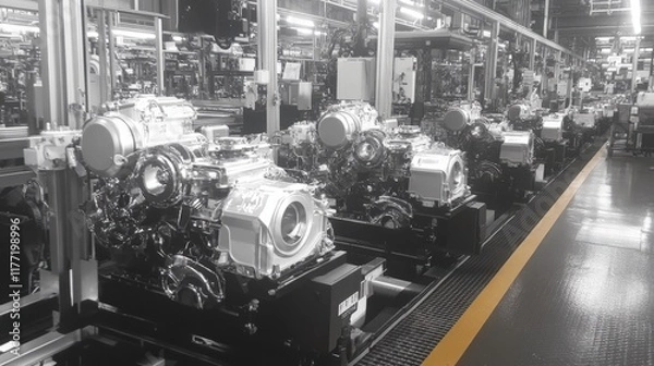 Fototapeta Engine Production Line in Modern Factory
