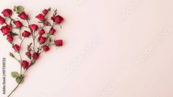 Fototapeta beautiful arrangement of red roses forming heart shape on soft background, perfect for expressing love and affection on special occasions