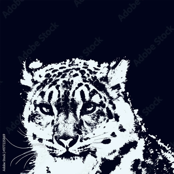 Obraz Fierce and majestic nature of a tiger's face with striking contrast,  captivating black and white illustration