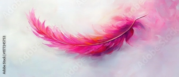 Fototapeta a pink feather on a white and pink background