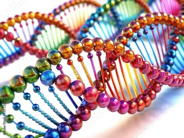 Fototapeta Microscopic Colorful DNA Strand, Genetic Code, Helix, Molecular Biology, Science Background