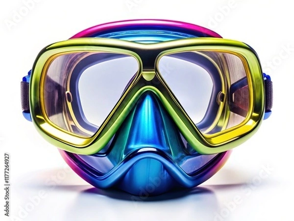 Obraz Professional scuba diving mask, front view, isolated on white background. Perfect for diving equipment websites.