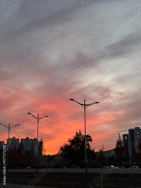 Obraz sunset over the city