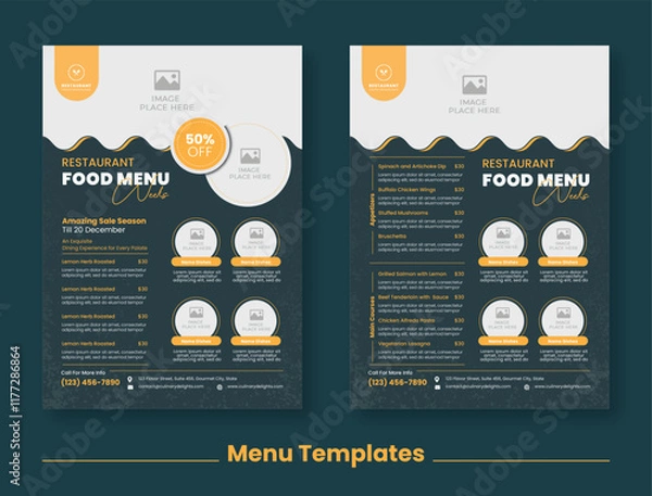 Fototapeta Digital Board Menu Template | Blackboard Restaurant Menu Design | Printable Restaurant Menu Board Template
