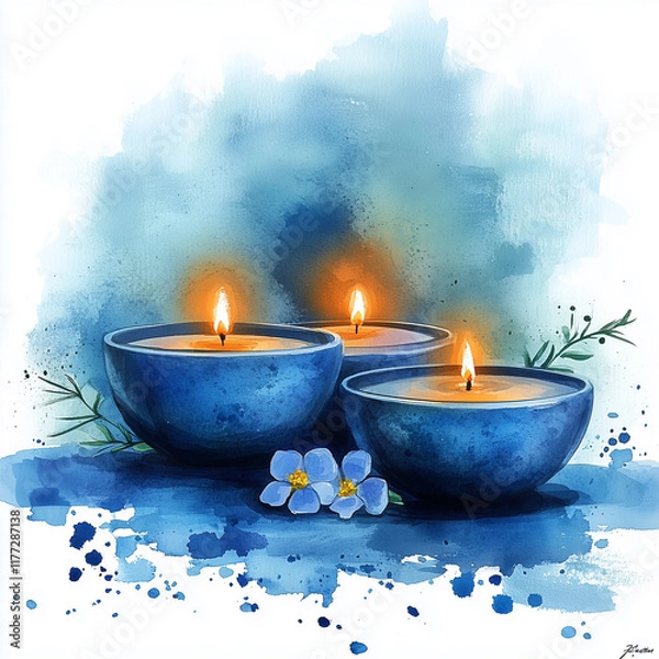 Fototapeta Watercolor style spa image, popular modern illustration creating a sublime, comfortable and elegant atmosphere for ultimate relaxation