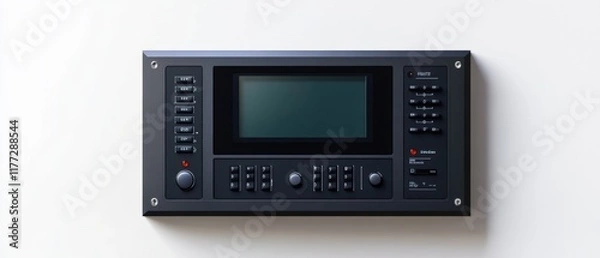 Obraz a black control panel with various buttons and a screen