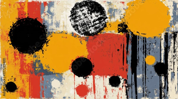 Fototapeta Colorful abstract background with circles and textures