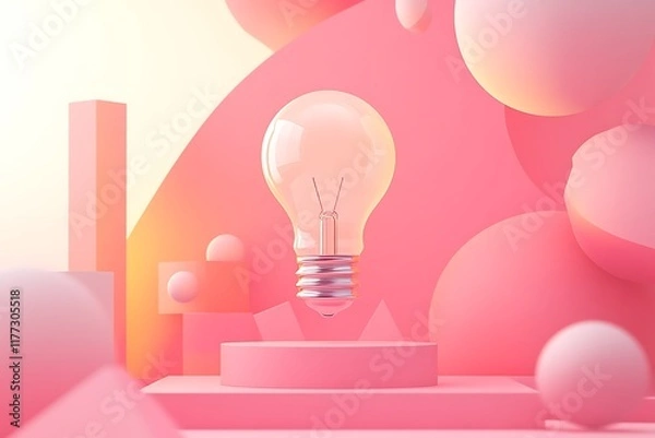 Obraz Creative light bulb on a pink abstract backgroun