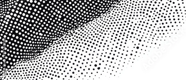 Fototapeta Abstract Black and White Halftone Pattern with Dots and Texture