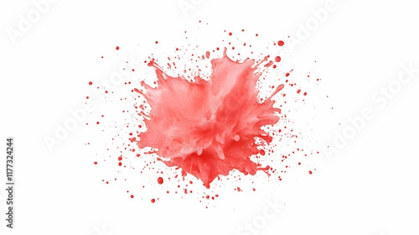 Fototapeta Red liquid splash explosion on white background; design element for advertising.