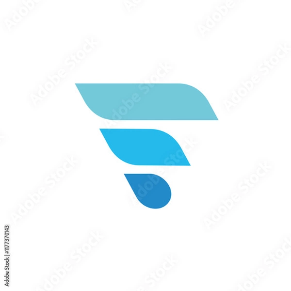 Fototapeta letter f gradient blue water simple geometric logo vector