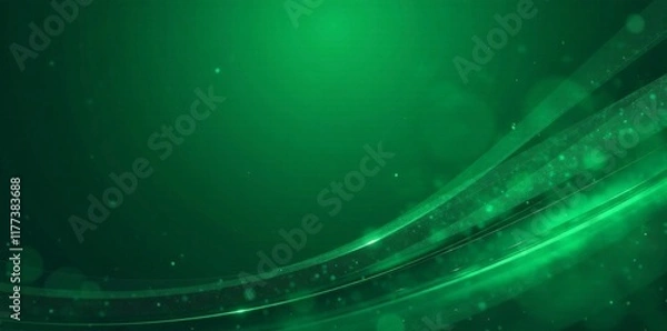 Obraz Dark green gradient background with metallic silver lines and soft tech-inspired design elements, tech gradient, gradient, abstract
