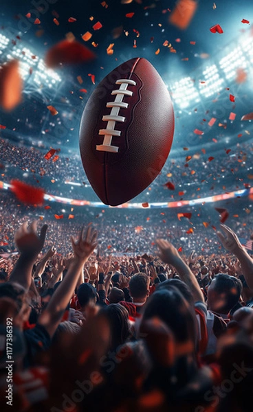 Fototapeta Cheering fans in a arena, super bowl american football event