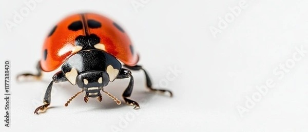 Fototapeta close up of a ladybug on a white surface