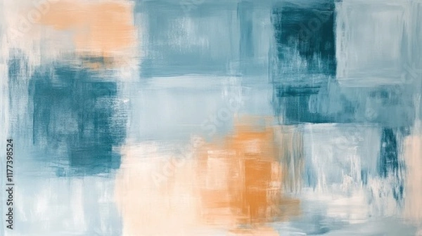 Fototapeta Abstract pastel blue squares with soft pencil strokes create a soothing and artistic visual experience