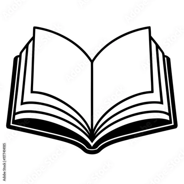 Obraz Stylized Open Book Design for Line Art Illustrations