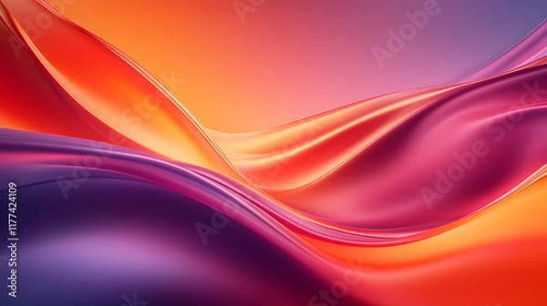Fototapeta Abstract orange and purple waves flowing, gradient background, design element for website, presentation.