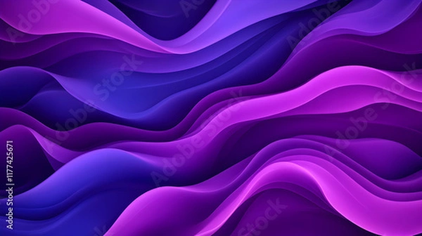 Fototapeta Abstract purple and blue wavy background; flowing design for website, presentation, or wallpaper.
