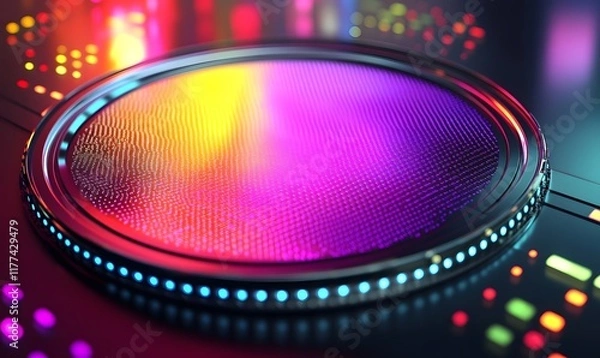 Fototapeta Colorful illuminated circular display.