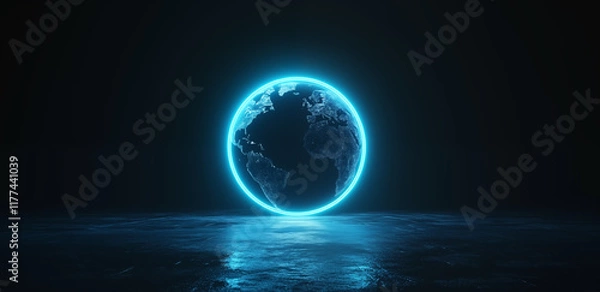 Fototapeta 3D holographic image of the earth
