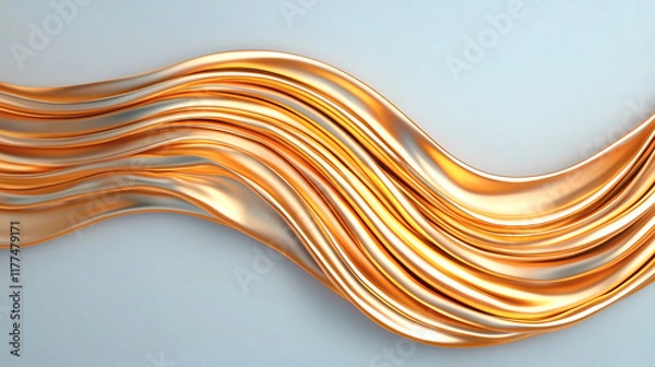Fototapeta Abstract gold wave flowing on white background.