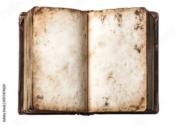 Fototapeta An open blank book with white pages on the left isolated on white background.PNG