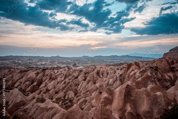 Fototapeta Eroded Rock Formations under Blue Sky