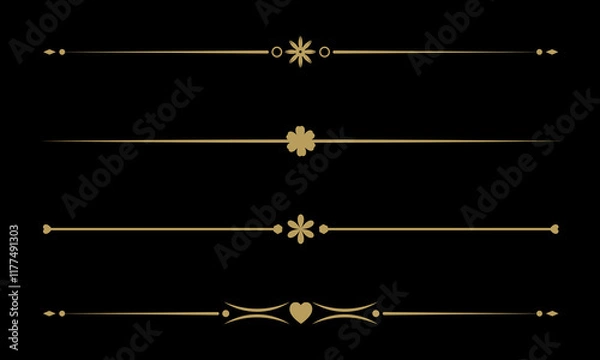 Fototapeta Text Divider Vectors. Separator vintage. decorative line.