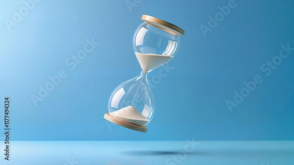 Obraz Realistic glowing hourglass. A symbol of time and mindfulness. Represents patience and balance. Concept for psychology. 