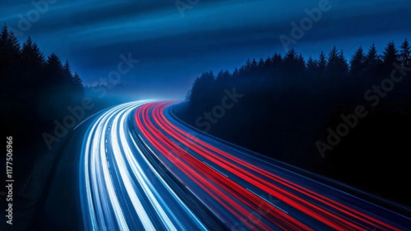 Fototapeta traffic on the road motion blur