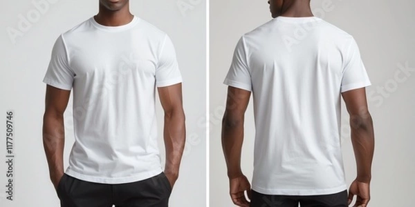 Fototapeta White T-Shirt Mockup Template Front and Back View for Design and Print Showcase