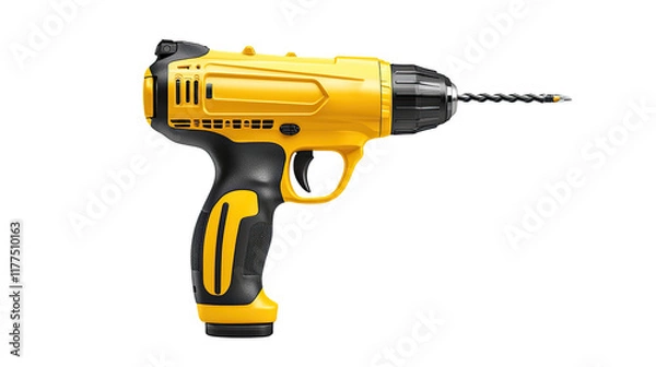 Obraz Yellow Cordless Electric Drill Power Tool Image